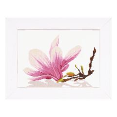 **-Counted Cross Stitch Kit: Magnolia Twig with Flower (Aida,W)-** ##-Lanarte PN-0008304-##