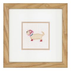 **-Counted Cross Stitch Kit: Dog in Scarf (Linen)-** ##-Lanarte PN-0148261-##