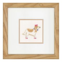**-Counted Cross Stitch Kit: Dog with Pink Bow (Linen)-** ##-Lanarte PN-0148695-##