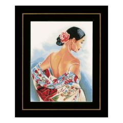 **-Counted Cross Stitch Kit: Flower Scarf: (Evenweave)-** ##-Lanarte PN-0154991-##