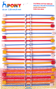 **-Childrens Plastic Knitting Pins Assorted Card-** ##-Pony P61682-##