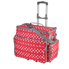 **-Sewing Machine Trolley Bag on Wheels-** Red Polka Dot | 47 x 35 x 23cm | Sewing Machine Storage for Janome, Brother, Singer, Bernina and Most Machines ##-Sew Stylish PT750-RED-POLKA-##