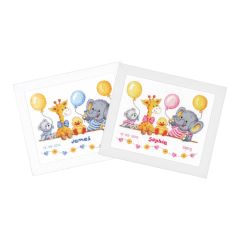 **-Counted Stitch Kit: Birth Record: Animal Cheer-** ##-Vervaco PN-0143720-##