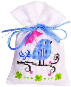 **-Counted Cross Stitch Kit Pot Pourri Bag Blue Bird-** ##-Vervaco PN-0147230-##