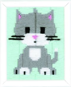 **-Long Stitch Kit Grey Kitty-** ##-Vervaco PN-0147443-##
