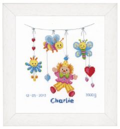 **-Counted X Stitch Kit: Birth Record: Clown Delight-** ##-Vervaco PN-0021813-##