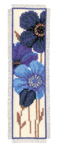 **-Counted Cross Stitch Kit Bookmark Blue Flowers 2-** ##-Vervaco PN-0144264-##