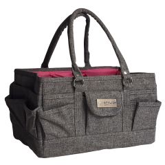 **-Craft Organiser Bag-** Heather Grey, Collapsible Caddy and Tote with Compartments for Sewing, Scrapbooking, Paper Craft and Art ##-Sew Stylish PT900-HEATHER-GREY-##