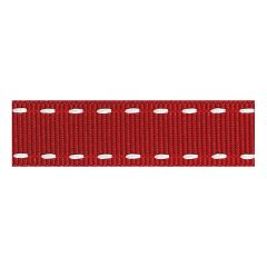 **-Berisfords 15mm Red/White Stitched Grosgrain Ribbon (15m spool)-** ##-Berisfords Ribbon R133915-2-##