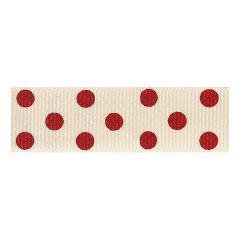**-Berisfords 15mm Natural/Red Spotty Grosgrain Ribbon (20m spool)-** ##-Berisfords Ribbon R1346115-2-##