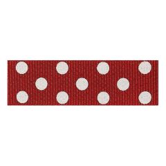 **-Berisfords 15mm Red/Ivory Spotty Grosgrain Ribbon (20m spool)-** ##-Berisfords Ribbon R1346115-8-##