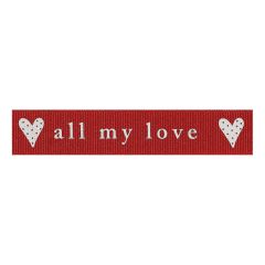 **-Berisfords 15mm Red/Ivory All My Love Ribbon (20m spool)-** ##-Berisfords Ribbon R1349315-4-##