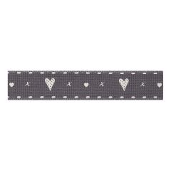 **-Berisfords 15mm Grey Hearts & Kisses Ribbon (20m spool)-** ##-Berisfords Ribbon R1359215-3-##