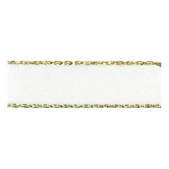 **-Berisfords 15mm White Gold Metallic Edge Satin Ribbon (20m spool)-** ##-Berisfords Ribbon R769615-1-##