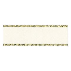 **-Berisfords 15mm Bridal White Gold Metallic Edge Satin Ribbon (20m spool)-** ##-Berisfords Ribbon R769615-419-##