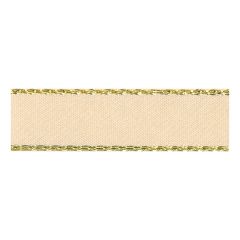 **-Berisfords 15mm Cream Gold Metallic Edge Satin Ribbon (20m spool)-** ##-Berisfords Ribbon R769615-50-##