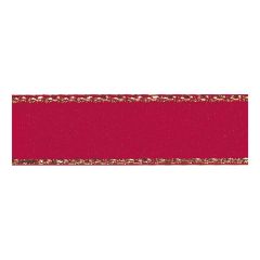 **-Berisfords 3mm Scarlet Berry Gold Metallic Edge Satin Ribbon (20m spool)-** ##-Berisfords Ribbon R76963-908-##