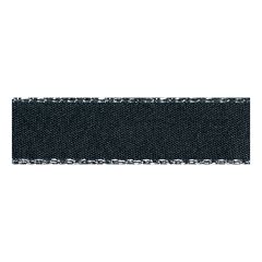 **-Berisfords 3mm Black Silver Metallic Edge Satin Ribbon (20m spool)-** ##-Berisfords Ribbon R86033-10-##
