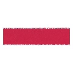 **-Berisfords 3mm Red Silver Metallic Edge Satin Ribbon (20m spool)-** ##-Berisfords Ribbon R86033-250-##