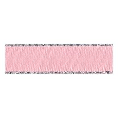 **-Berisfords 3mm Pink Azalea Silver Metallic Edge Satin Ribbon (20m spool)-** ##-Berisfords Ribbon R86033-400-##