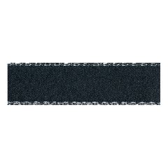 **-Berisfords 7mm Black Silver Metallic Edge Satin Ribbon (20m spool)-** ##-Berisfords Ribbon R86037-10-##