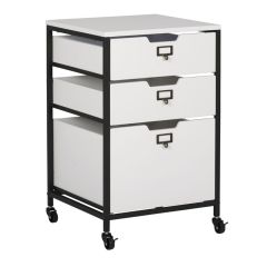 **-3 Drawer Mobile Sewing Storage Drawers / Craft Organiser Cart-** White Drawers and Charcoal Black Frame and Locking Wheels. Multipurpose: Bathroom, Kitchen, Home Office, or Laundry Room ##-Sewing Online 10223-##