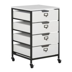 **-4 Drawer Mobile Sewing Storage Drawers / Craft Organiser Cart-** White Drawers and Charcoal Black Frame and Locking Wheels. Multipurpose: Bathroom, Kitchen, Home Office, or Laundry Room ##-Sewing Online 10224-##