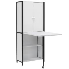 **-Craft/Sewing Armoire-** White Storage Cabinet with Black Frame & Legs,Table with swing out leg,Multipurpose: Quilting/Craft Table/Computer Desk/Kitchen Table ##-Sewing Online 13387-##