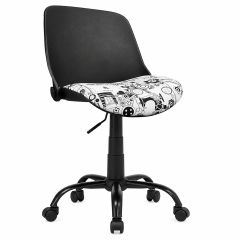 **-Hydraulic Sewing Chair with Folding Back, Notions Pattern padded fabric seat-** Contoured black plastic back- Metal base with Lift Mechanism, 5 Star, 360deg, Swivel,Casters ##-Sewing Online 18620-##