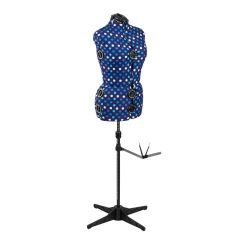 **-Adjustable Dressmakers Dummy-** in Blue Polka Dot with Hem Marker, Dress Form Sizes 10 to 20, Pin, Measure, Fit and Display your Clothes on this Tailors Dummy ##-Sewing Online SW5918--##