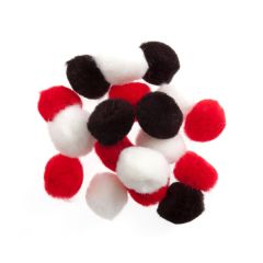**-Assorted 25mm Pom Poms In Bulk :: Red/Black/White-** ##-Trimits PP3A-##
