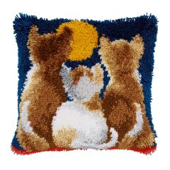 **-Latch Hook Cushion Kit: Cats at Night-** ##-Vervaco PN-0021651-##