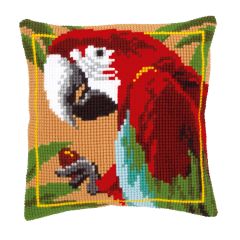 **-Cross Stitch Cushion: Red Macaw-** ##-Vervaco PN-0021698-##
