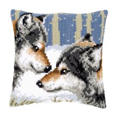 **-Cross Stitch Cushion: Wolves-** ##-Vervaco PN-0021844-##