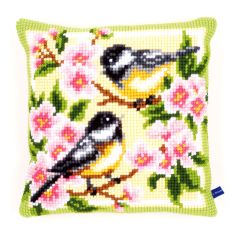 **-Cross Stitch Cushion: Birds and Blossoms-** ##-Vervaco PN-0143499-##