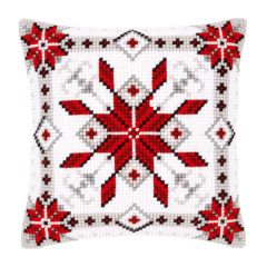 **-Printed Cross Stitch Cushion: Snow Crystal I-** ##-Vervaco PN-0146119-##