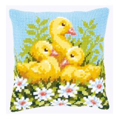 **-Cross Stitch Cushion: Ducklings with Daisies I-** ##-Vervaco PN-0146248-##