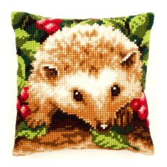**-Cross Stitch Cushion: Hedgehog with Berries-** ##-Vervaco PN-0146403-##