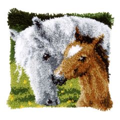 **-Latch Hook Cushion Kit: Horse & Foal-** ##-Vervaco PN-0146759-##