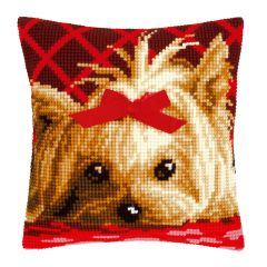**-Cross Stitch Cushion: Yorkshire with Bow-** ##-Vervaco PN-0146989-##