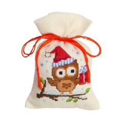 **-Counted Cross Stitch Kit: PP Bag: Owlet & Present-** ##-Vervaco PN-0147603-##
