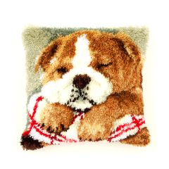 **-Latch Hook Cushion: Sleeping Bulldog-** ##-Vervaco PN-0147788-##