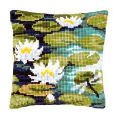 **-Printed Cross Stitch Cushion: Water Lilies-** ##-Vervaco PN-0148217-##