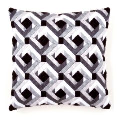 **-Long Stitch Cushion: Black & White-** ##-Vervaco PN-0148243-##