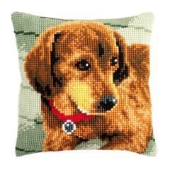 **-Printed Cross Stitch Cushion: Dachshund-** ##-Vervaco PN-0148521-##