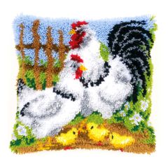 **-Latch Hook Cushion: Chicken Family on a Farm-** ##-Vervaco PN-0148984-##