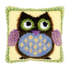 **-Latch Hook Cushion Kit: Mr-** Owl ##-Vervaco PN-0149283-##