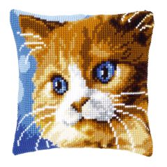 **-Cross Stitch Cushion: Brown Cat-** ##-Vervaco PN-0149441-##