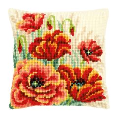**-Cross Stitch Cushion: Poppies II-** ##-Vervaco PN-0149724-##