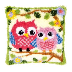 **-Latch Hook Cushion Kit: Owls on a Branch-** ##-Vervaco PN-0149752-##
